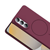 Galaxy S25 Edge Kılıf Magsafe Şarj Özellikli Kamera Çıkıntılı Ruby Lüx Silikon Kapak