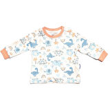 Erkek Bebek Ekru Turuncu Little Dinolu Baskılı 2'li Body Set