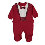 Erkek Bebek Bordo Papyonlu Smokin Ceketli Tulum
