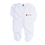 Unisex Dady Yazılı Beyaz Patikli Tulum