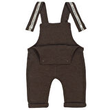 Erkek Bebek Beyaz Kahve Waffle Salopetli İkili Takım