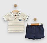 ERKEK BEBEK PAMUKLU GÖMLEK YAKA ŞORTLU TAKIM GÜNDELİK 