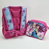 Frozen Temalı Parlak Kapaklı Sırt Çantası Beslenme Çantası 2li İlkokul Çanta Seti - Elsa Anna