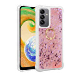 Galaxy A54 Kılıf Sıvılı Simli Pullu Yüzüklü Standlı Lüx Silikon