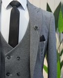 BYS Beystil Sivri Yaka Koyu Gri Takım Elbise Elanor- Slim Fit