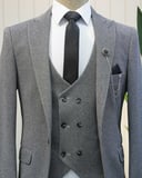 BYS Beystil Sivri Yaka Koyu Gri Takım Elbise Elanor- Slim Fit