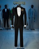 Beystil Siyah Şal Yaka Üzerine Sivri Yaka Damatlık & Smokin Takımı 10001 - Slim Fit