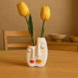 Beton Dekoratif Yüz Figürlü Vazo