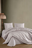 Varol Stripe Saten King Size (Battal Boy) Çarşafı Lastikli Nevresim Takım