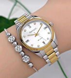 Ferrucci Rolex Kasa Çelik Kadın Kol Saati+Bileklik Hediye