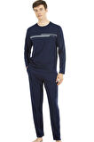 Pierre Cardin %100 Pamuk Uzun Kol Erkek Pijama Takım, Yuvarlak Yakalı Penye Pijama Takım