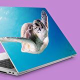 Yüzen Yavru Caretta Notebook Sticker, Laptop sticker,, Hp Sticker, Asus Sticker, 15.6 inç Sticker