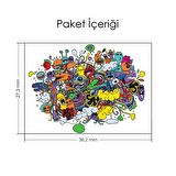 Beyaz Üstüne Renkli Doodle Notebook Sticker, Laptop sticker,, Hp Sticker, Asus Sticker, 15.6 inç Sticker