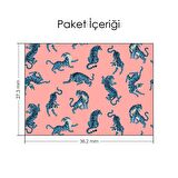 Pembe Üzerine Mavi Kaplanlar Notebook Sticker, Laptop sticker,, Hp Sticker, Asus Sticker, 15.6 inç Sticker