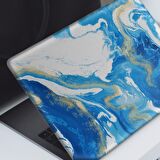Abstract Mavi Altın Ebruli Notebook Sticker, Laptop sticker,, Hp Sticker, Asus Sticker, 15.6 inç Sticker