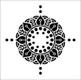 Mandala 9 Stencil Boyama şablonu 30x30 cm, Duvar Stencil, Fayans Stencil, Mobilya Stencil