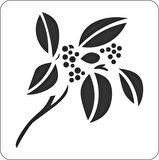 Ihlamur Dalı Stencil Boyama şablonu 30x30 cm, Duvar Stencil, Fayans Stencil, Mobilya Stencil