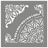 Quad Kare Mandala Stencil Boyama şablonu 30x30cm,Duvar Stencil,Fayans Stencil,Mobilya Stencil
