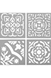 Dörtlü Karo Stencil Boyama şablonu 30x30 cm, Duvar Stencil, Fayans Stencil, Mobilya Stencil