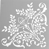 Karo Köşe 2 Stencil Boyama şablonu 30x30 cm, Duvar Stencil, Fayans Stencil, Mobilya Stencil