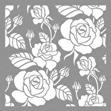 Rose Desen 2 Stencil Boyama şablonu 30x30 cm, Duvar Stencil, Fayans Stencil, Mobilya Stencil