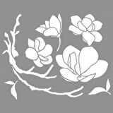Bloom Branch Stencil Boyama şablonu 30x30 cm, Duvar Stencil, Fayans Stencil, Mobilya Stencil