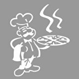 Yaşlı Pizzacı-2 Stencil Boyama şablonu 30x30 cm, Duvar Stencil, Fayans Stencil, Mobilya Stencil