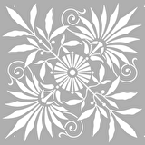 Marigold Çiçek Stencil Boyama şablonu 30x30 cm, Duvar Stencil, Fayans Stencil, Mobilya Stencil