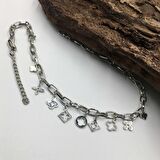 Charm Silver Zincirli Yonca Figürlü Şans Kolyesi