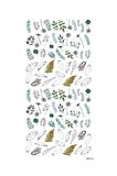 Yapraklar ve Tüyler Tırnak Dövmesi, Tırnak Tattoo, Nail Art, Tırnak Sticker
