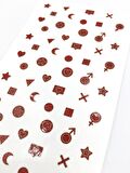 Kırmızı Karışık Şekiller Metalik Tırnak Sticker, Nail Sticker, Nail Art
