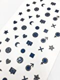 Lacivert Karışık Şekiller Metalik Tırnak Sticker, Nail Sticker, Nail Art