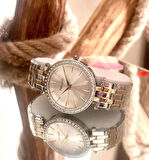 Ferrucci Silver&Gold Çelik Kordon Şık Kadın Kol Saat+%100 Çelik Kolye Hediye
