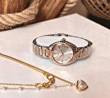 Ferrucci Rose &Gümüş Çelik Kadın Kol Saati+%100 Çelik Kolye Hediye