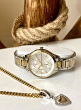 Ferrucci Silver&Gold Çelik Kordon Kadın Kol Saat+%100 Çelik Süper Kolye Hediye