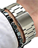 Ferrucci Silver Kordon Fonksiyonları Aktif Takvimli Erkek Kol Saati+Bileklik