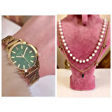 Ferrucci Çelik Kordon Özel Tasarım Kadın Kol Saati+%100 Çelik&İncili Kolye Hediyeli