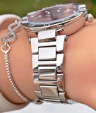 Ferrucci Yeni Model Şık Taşlı Çelik Kadın Ko Saati+Bileklik Hediye