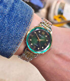 Ferrucci Kristal Kadranlı Taşlı Çelik Kadın Kol Saati+İncili Çelik Kolye Hediye