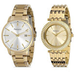 Ferrucci Gold Çelik Şık Sevgili Çift Saat Kombin+Bileklik