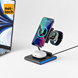 Nettech NT-WCH04 3in 1 15W Kablosuz Wireless Şarj