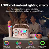 Zealsound Karaoke Hoparlör Seti | 2 Mikrofon, RGB Işıklı| Taşınabilir Bluetooth Karaoke Box