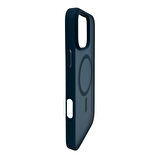 iPhone 16 Pro Max Lüks Mat Magsafe Uyumlu Manyetik Silikon Kılıf (Lacivert)