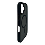 iPhone 16 Plus Lüks Mat Magsafe Uyumlu Manyetik Silikon Kılıf (Siyah)