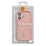 iPhone 16 Lüks Mat Magsafe Uyumlu Manyetik Silikon Kılıf (Pembe)