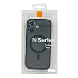 iPhone 16 N-Series 062 Magsafe Uyumlu Manyetik Silikon Kılıf (Siyah)
