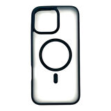 iPhone 16 Pro Max Uyumlu Şeffaf Renkli Kenar Magsafe Şarj Özellikli Silikon Kılıf (Siyah)