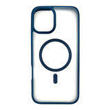 iPhone 16 Plus Uyumlu Şeffaf Renkli Kenar Magsafe Şarj Özellikli Silikon Kılıf (Mavi)