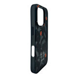 iPhone 16 Pro MagSafe Uyumlu Graffiti Mat Darbeye Dayanıklı Manyetik Telefon Kılıfı (Siyah)