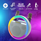 KBQ Karaoke Makinesi 2 Adet Kablosuz Mikrofonlu Taşınabilir Bluetooth Hoparlör
